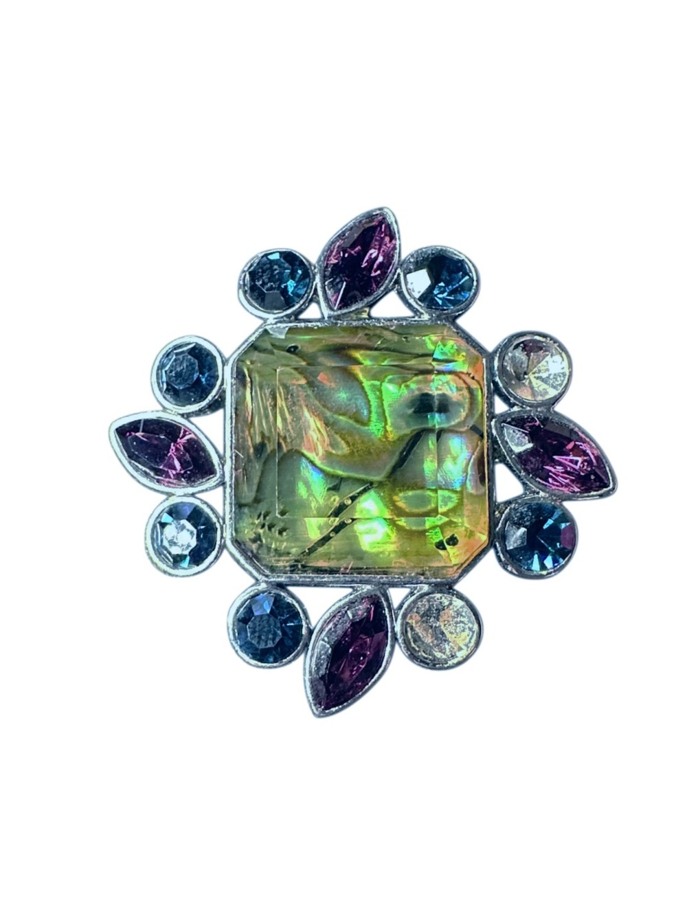 Lia Sophia Multicolor Abalone Crystal Brooch with Blue and Purple Accents
